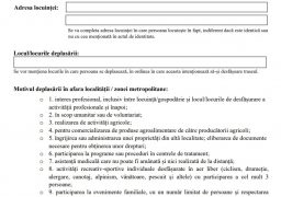 Cum arata declaratia pe propria raspundere pentru deplasarea in afara localitatii