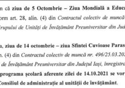 Două zile libere pentru elevii din Iași: 5 octombrie și 14 octombrie